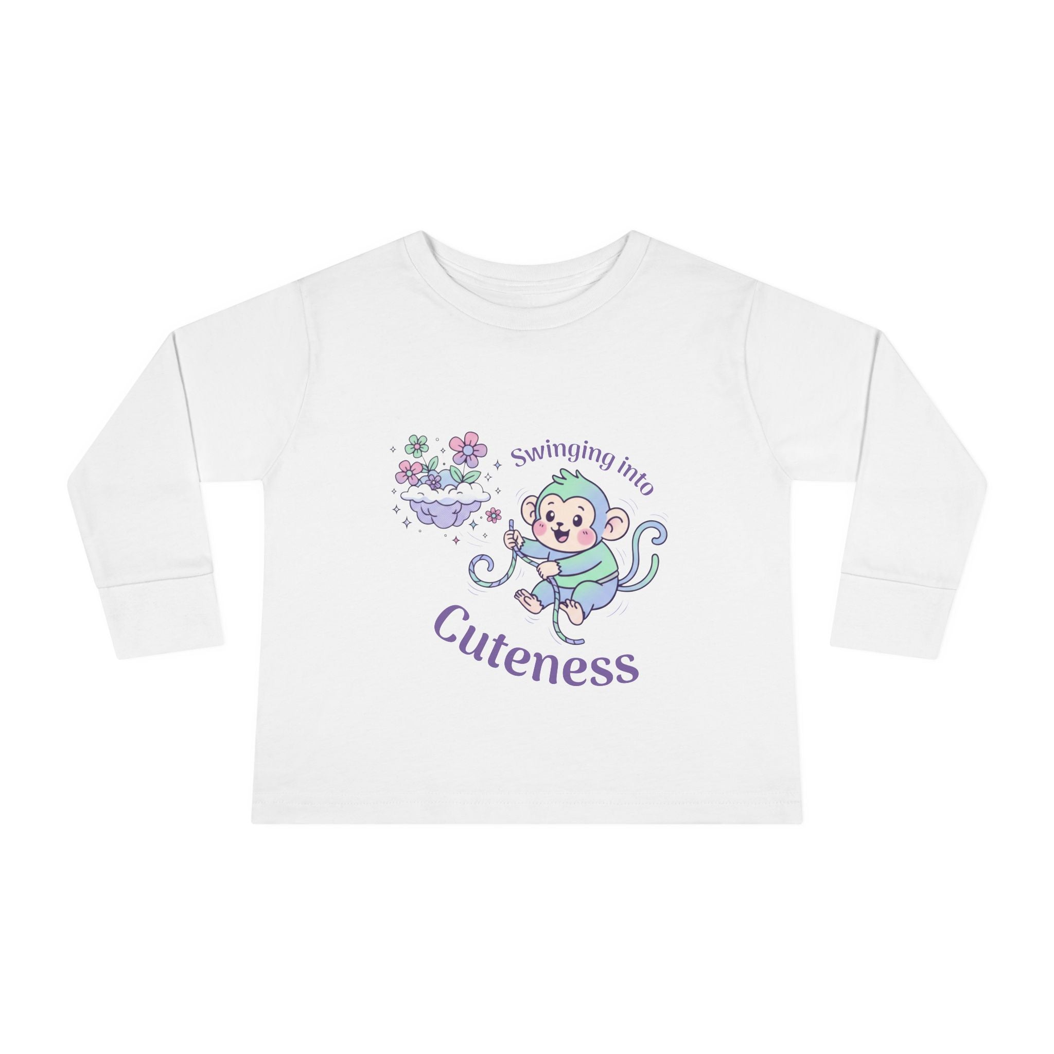 Toddler Long Sleeve Tee — 'Something About Cuteness' Baby Monkey Graphic
