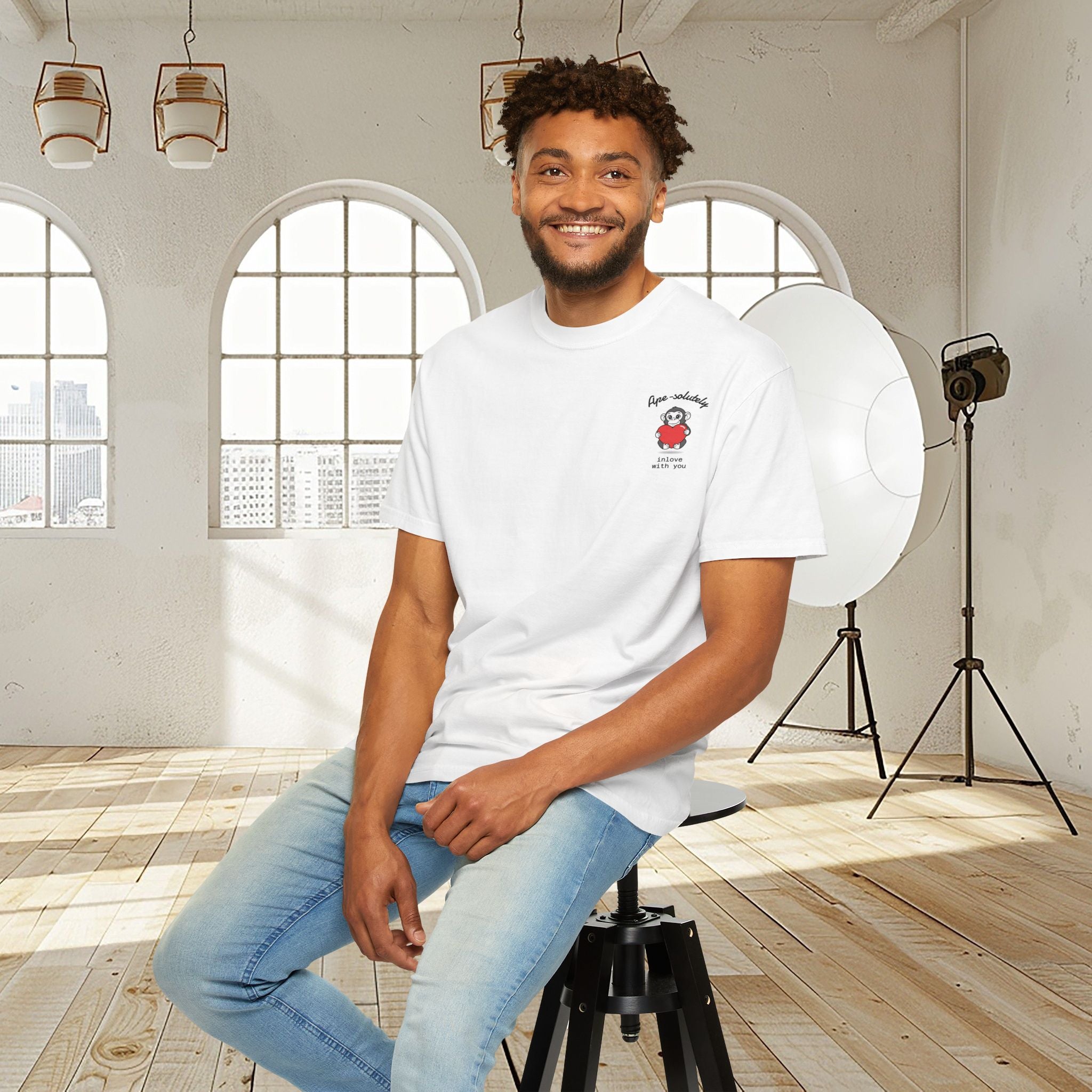 InLove Graphic T-Shirt — Small Front Cartoon & Repeated Back Text Print