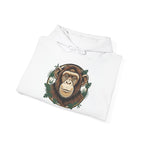 Chimpanzee Portrait Hoodie | Monkey Face with Tropical Leaves