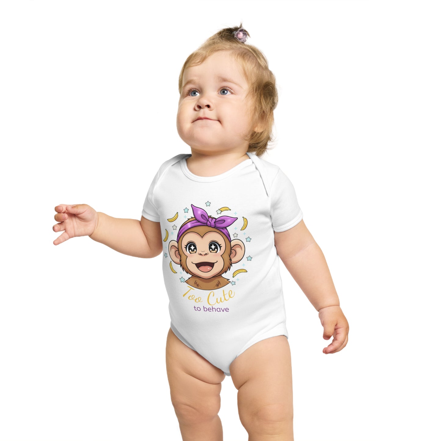 Baby bodysuit "TOO CUTE TO BEHAVE"