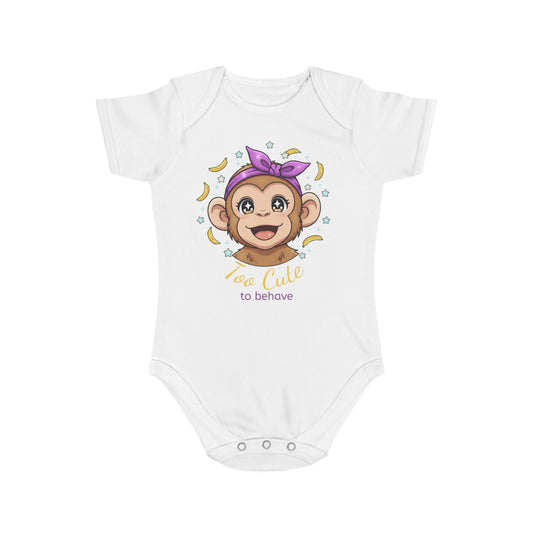 Baby bodysuit "TOO CUTE TO BEHAVE"