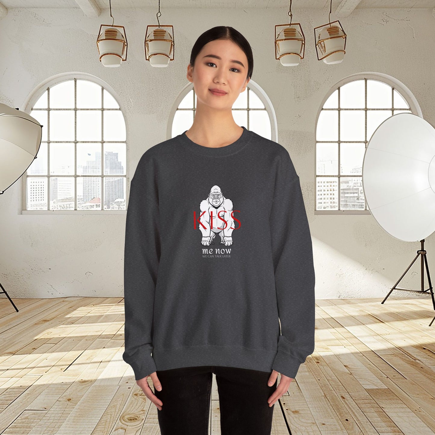 Unisex loose fit sweatshirt "KISS ME NOW"