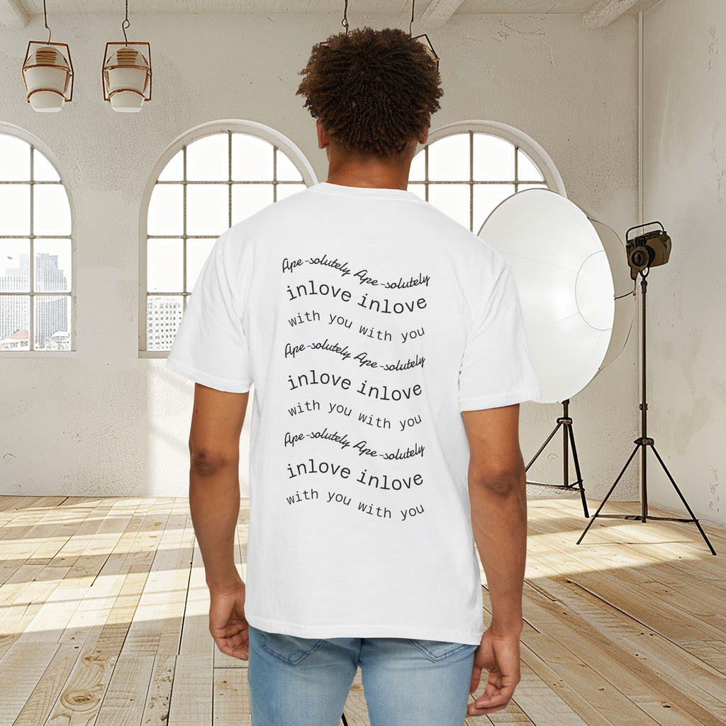 InLove Graphic T-Shirt — Small Front Cartoon & Repeated Back Text Print