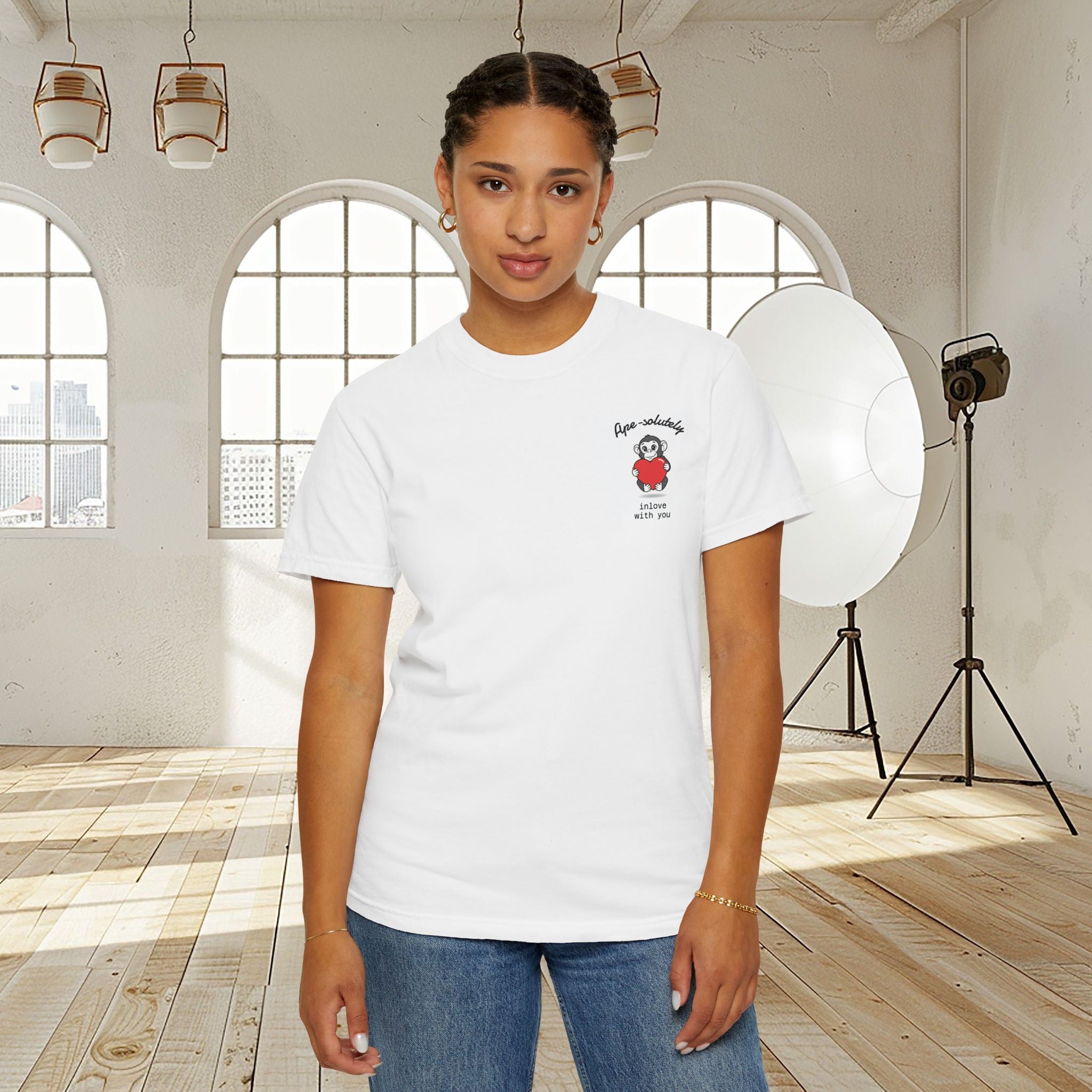 InLove Graphic T-Shirt — Small Front Cartoon & Repeated Back Text Print