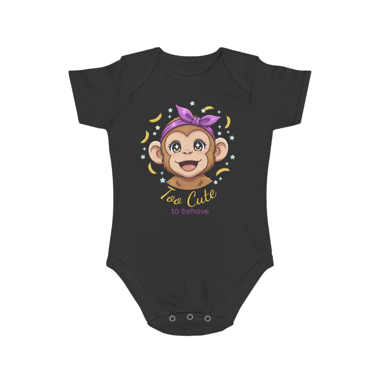 Baby bodysuit "TOO CUTE TO BEHAVE"
